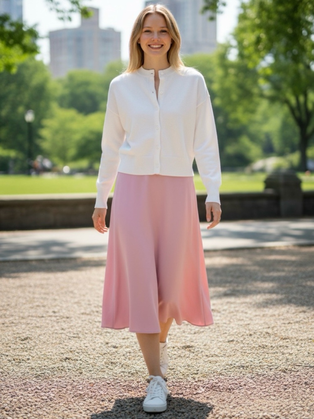 Lioness Vallery Knit Classic Button-Down Cardigan Sweater, White, Size M, NWT